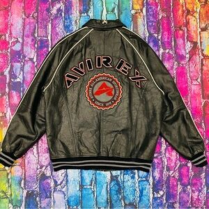 AVIREX USA  Authentic Leather Bomber Jacket Size XXL
